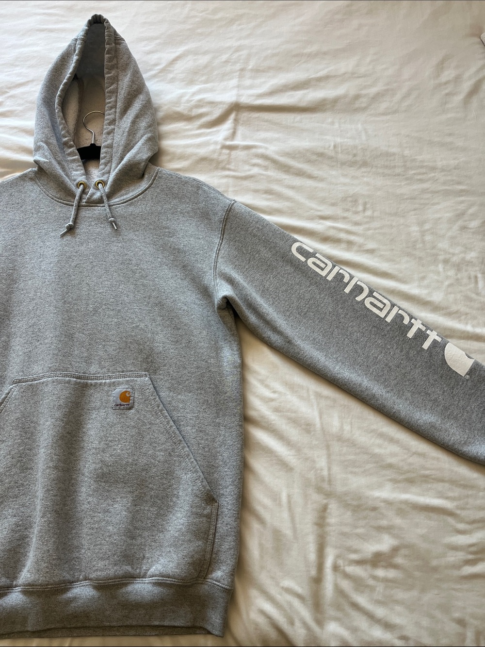 Carhartt Heather Gray Sleeve Logo Pullover Hoodie